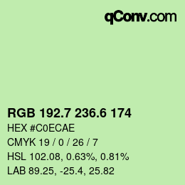 カラーコード: RGB 192.7 236.6 174 | qconv.com