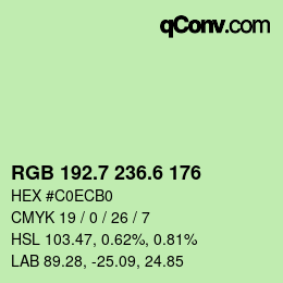 カラーコード: RGB 192.7 236.6 176 | qconv.com