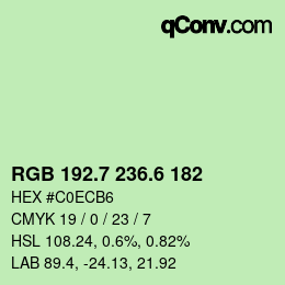 カラーコード: RGB 192.7 236.6 182 | qconv.com