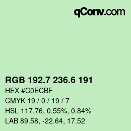 カラーコード: RGB 192.7 236.6 191 | qconv.com