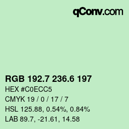 カラーコード: RGB 192.7 236.6 197 | qconv.com