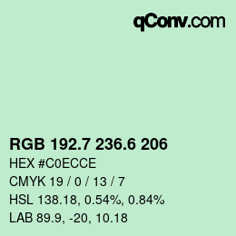 カラーコード: RGB 192.7 236.6 206 | qconv.com
