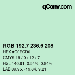 カラーコード: RGB 192.7 236.6 208 | qconv.com