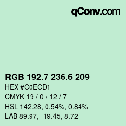カラーコード: RGB 192.7 236.6 209 | qconv.com