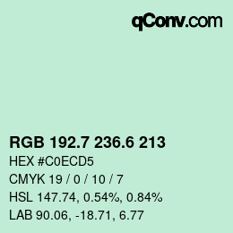 カラーコード: RGB 192.7 236.6 213 | qconv.com