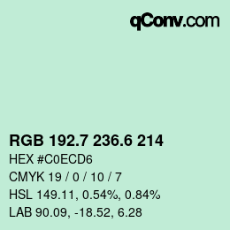 カラーコード: RGB 192.7 236.6 214 | qconv.com