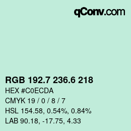 カラーコード: RGB 192.7 236.6 218 | qconv.com