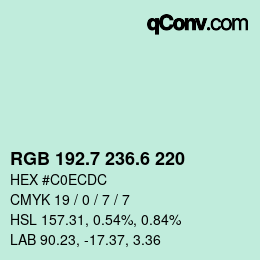 カラーコード: RGB 192.7 236.6 220 | qconv.com