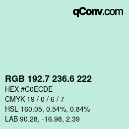 カラーコード: RGB 192.7 236.6 222 | qconv.com