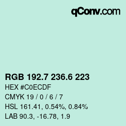 カラーコード: RGB 192.7 236.6 223 | qconv.com