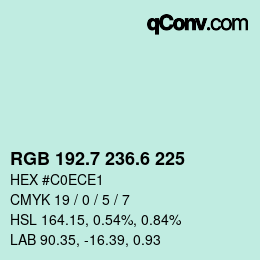 カラーコード: RGB 192.7 236.6 225 | qconv.com