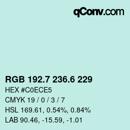 カラーコード: RGB 192.7 236.6 229 | qconv.com