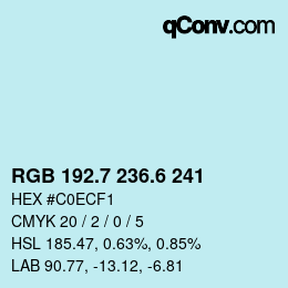 カラーコード: RGB 192.7 236.6 241 | qconv.com