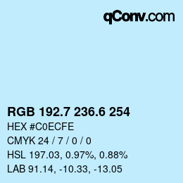 カラーコード: RGB 192.7 236.6 254 | qconv.com