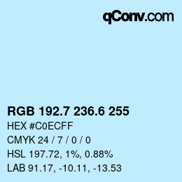 カラーコード: RGB 192.7 236.6 255 | qconv.com