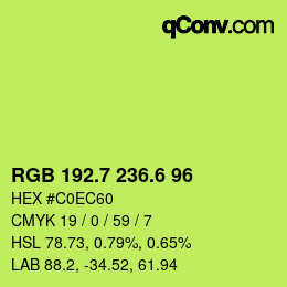 カラーコード: RGB 192.7 236.6 96 | qconv.com
