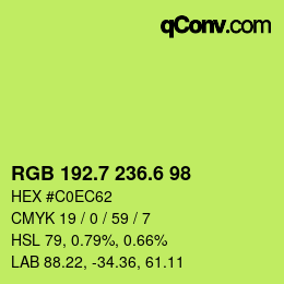 カラーコード: RGB 192.7 236.6 98 | qconv.com