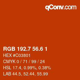カラーコード: RGB 192.7 56.6 1 | qconv.com