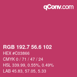 カラーコード: RGB 192.7 56.6 102 | qconv.com