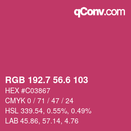 カラーコード: RGB 192.7 56.6 103 | qconv.com