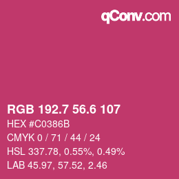 カラーコード: RGB 192.7 56.6 107 | qconv.com