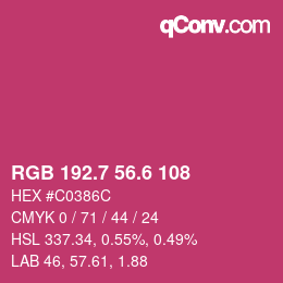 カラーコード: RGB 192.7 56.6 108 | qconv.com