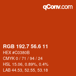 カラーコード: RGB 192.7 56.6 11 | qconv.com