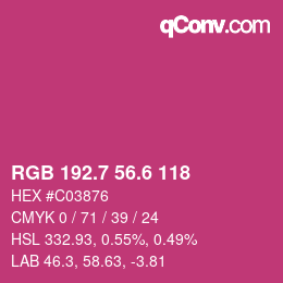 カラーコード: RGB 192.7 56.6 118 | qconv.com