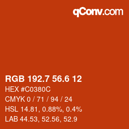 カラーコード: RGB 192.7 56.6 12 | qconv.com