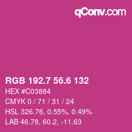 カラーコード: RGB 192.7 56.6 132 | qconv.com