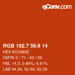 カラーコード: RGB 192.7 56.6 14 | qconv.com