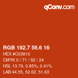 カラーコード: RGB 192.7 56.6 16 | qconv.com