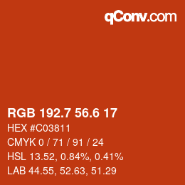 カラーコード: RGB 192.7 56.6 17 | qconv.com