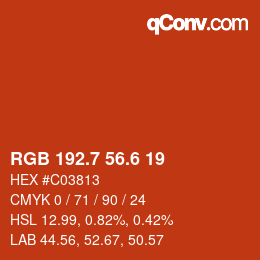 カラーコード: RGB 192.7 56.6 19 | qconv.com
