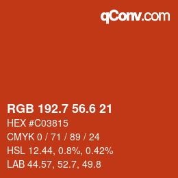 カラーコード: RGB 192.7 56.6 21 | qconv.com