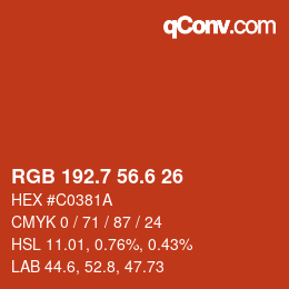 カラーコード: RGB 192.7 56.6 26 | qconv.com