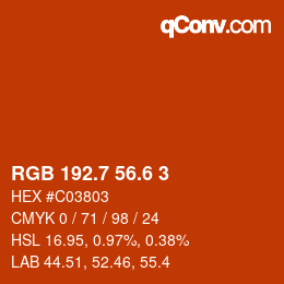 カラーコード: RGB 192.7 56.6 3 | qconv.com