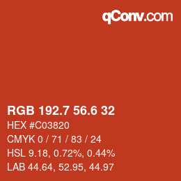 カラーコード: RGB 192.7 56.6 32 | qconv.com