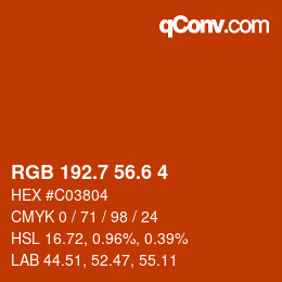 カラーコード: RGB 192.7 56.6 4 | qconv.com