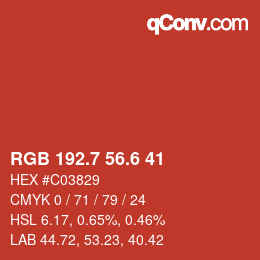 カラーコード: RGB 192.7 56.6 41 | qconv.com