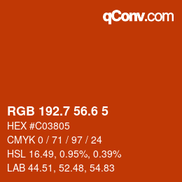 カラーコード: RGB 192.7 56.6 5 | qconv.com