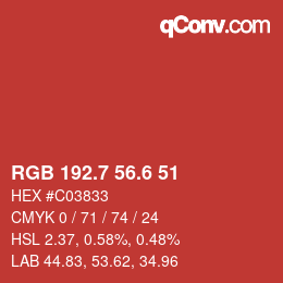 カラーコード: RGB 192.7 56.6 51 | qconv.com