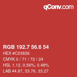 カラーコード: RGB 192.7 56.6 54 | qconv.com