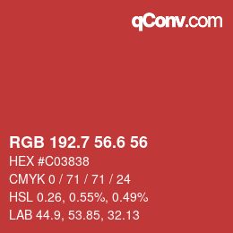 カラーコード: RGB 192.7 56.6 56 | qconv.com