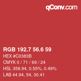カラーコード: RGB 192.7 56.6 59 | qconv.com