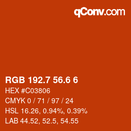 カラーコード: RGB 192.7 56.6 6 | qconv.com