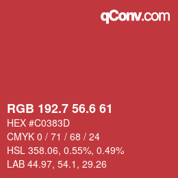 カラーコード: RGB 192.7 56.6 61 | qconv.com