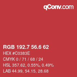 カラーコード: RGB 192.7 56.6 62 | qconv.com