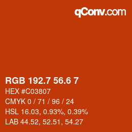 カラーコード: RGB 192.7 56.6 7 | qconv.com