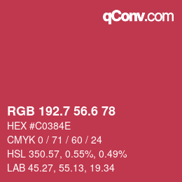 カラーコード: RGB 192.7 56.6 78 | qconv.com